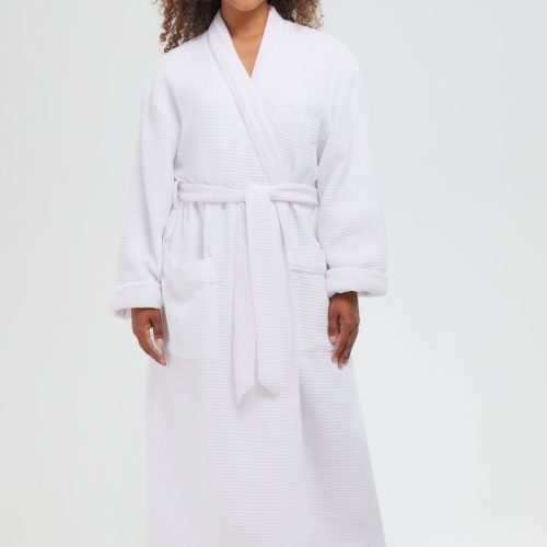 Square Waffle Shawl Robe Lined In Terry