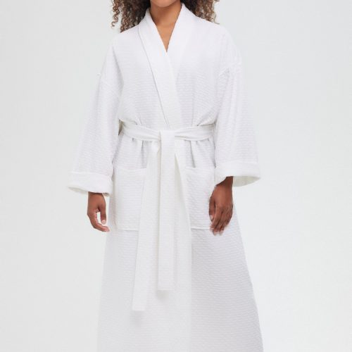 Shell Pattern Shawl Collar Waffle Robe
