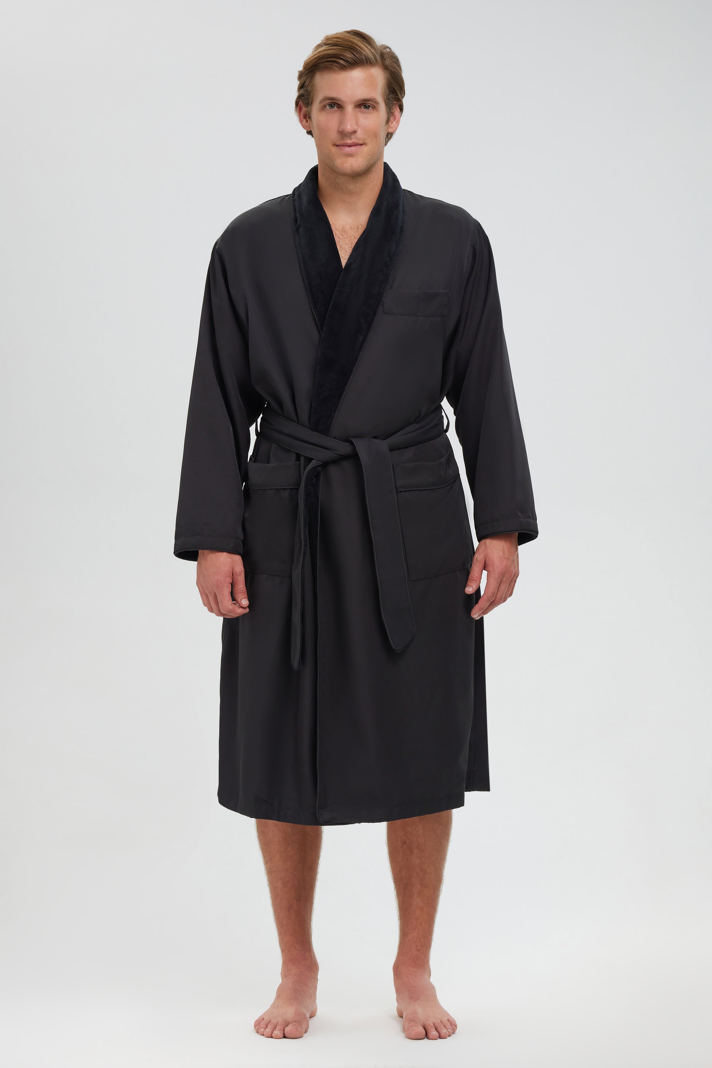 Microfiber Shawl Robe Lined in Plush
