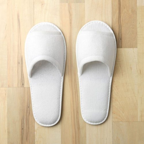 OPEN TOE TERRY SLIPPERS